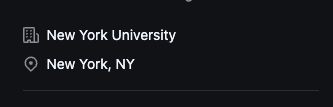 A GitHub profile showing only education and location details